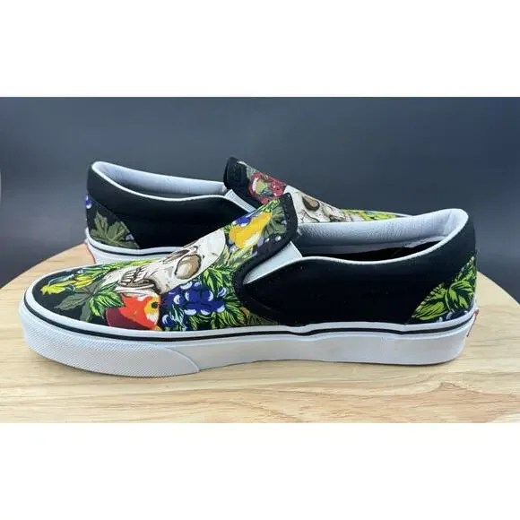 Vans Classic Slip-On Fruit’ Skull Black White Canvas Shoes Sz Men 8.5 Women 10 - Picture 6 of 13